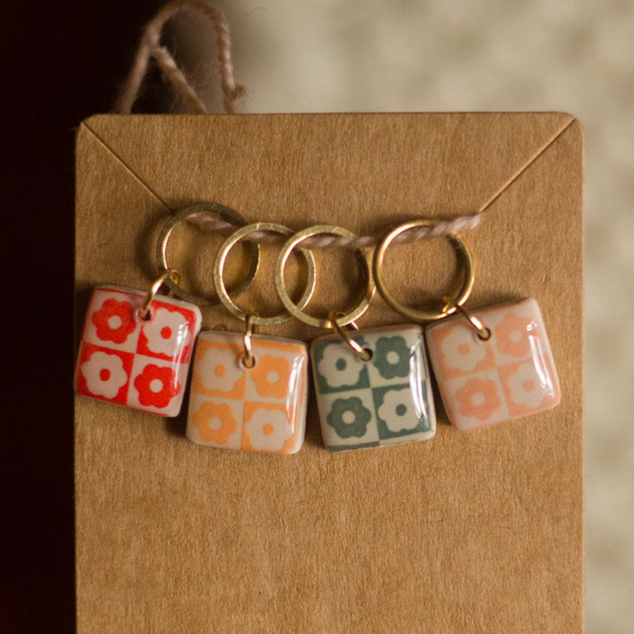 Soft Spoken Co. - Flower Checkerboard Stitch Marker Set
