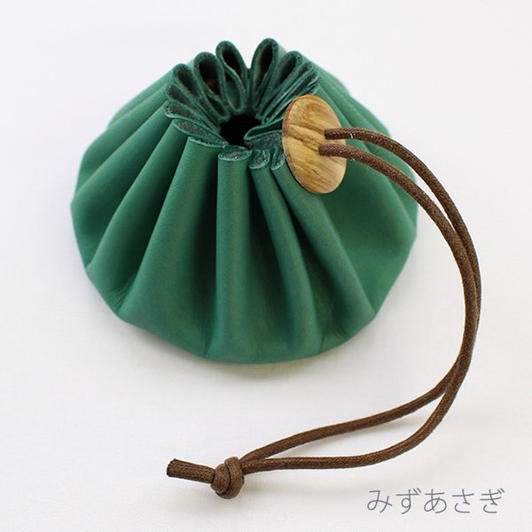 Himeji Leather green Pouch for Sewing Tools