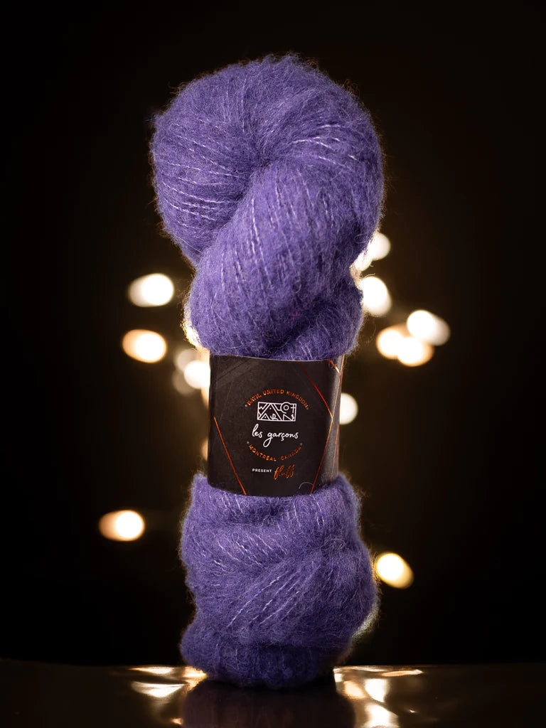 PURPLE/BLACK BOUCLE | Boucle Cotton Yarn | 320 yards/100 gr | Sport Weight  — Wolle's Yarn Creations