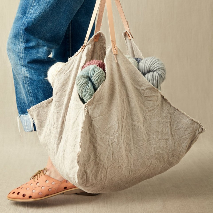 Cocoknits Rustic Linen Four Corner Bag For Knitters