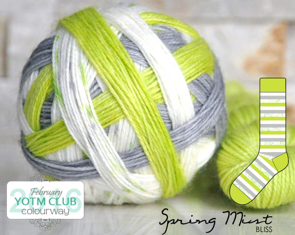 bliss by the cozy knitter spring mist (green mini)