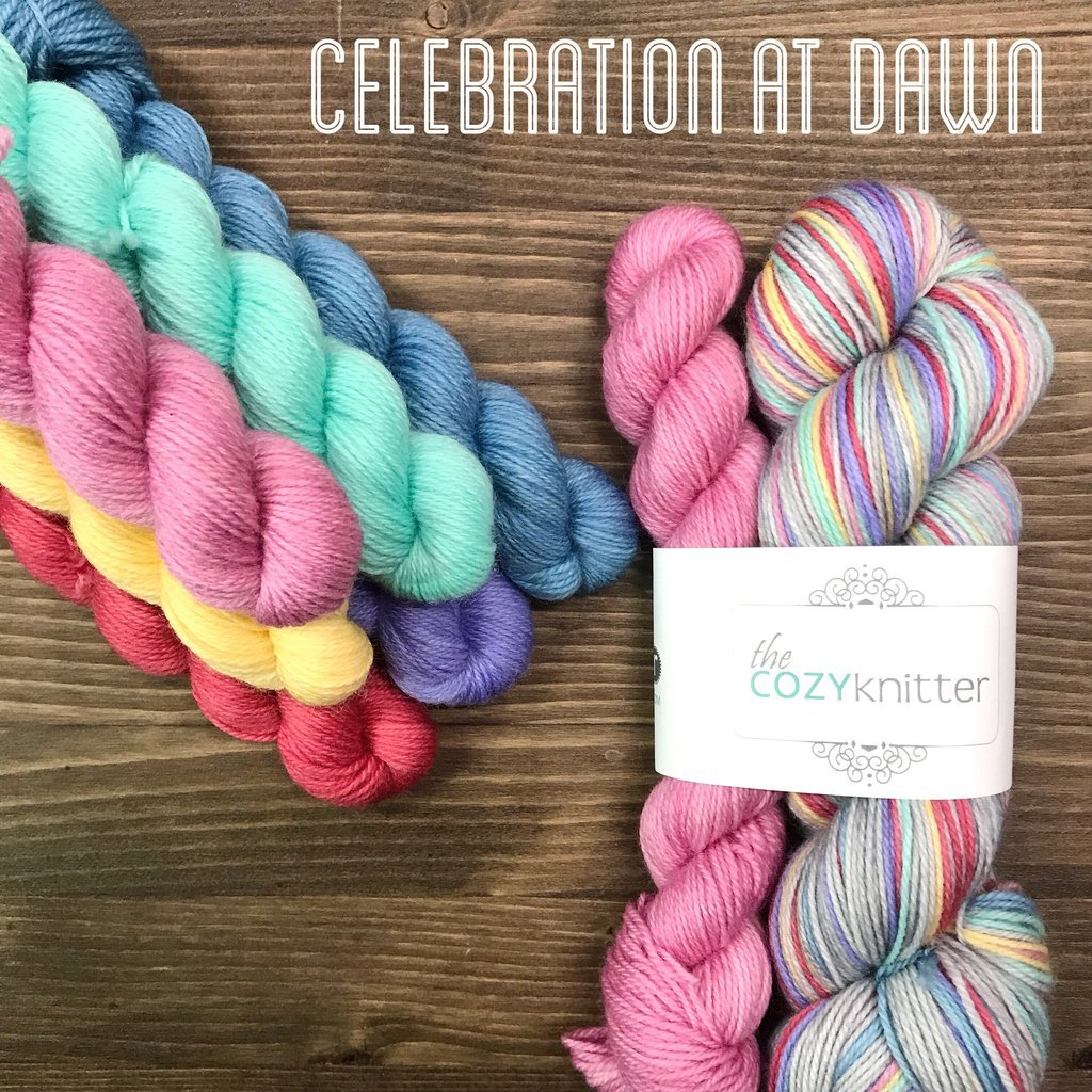 bliss by the cozy knitter celebration at dawn (teal mini)