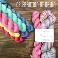 bliss by the cozy knitter celebration at dawn (teal mini)