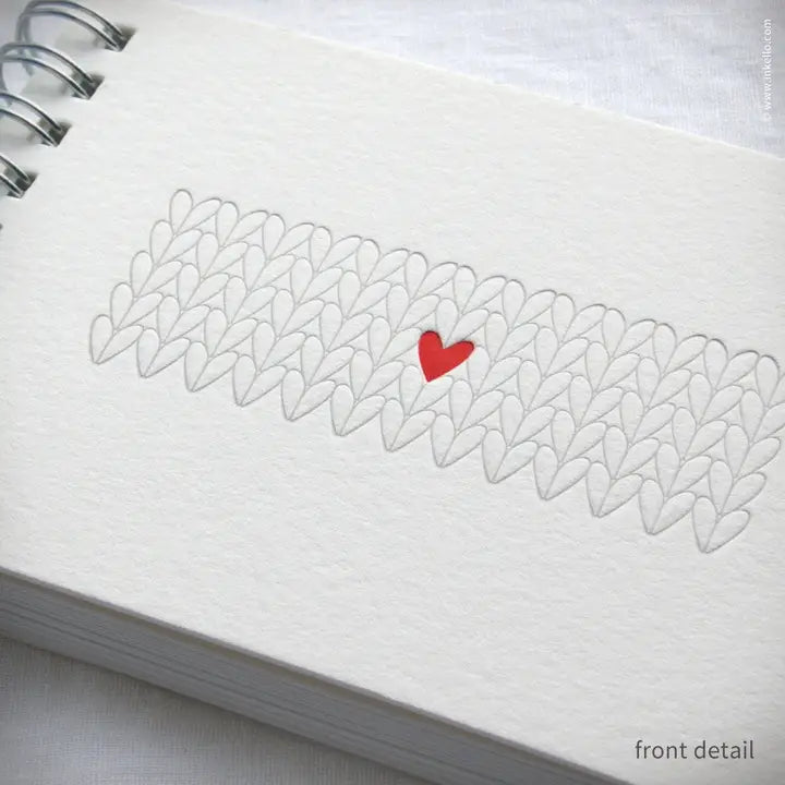 Inkello Letterpress - Heart Knitting Spiral Notebook