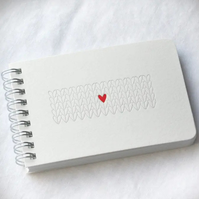 Inkello Letterpress - Heart Knitting Spiral Notebook