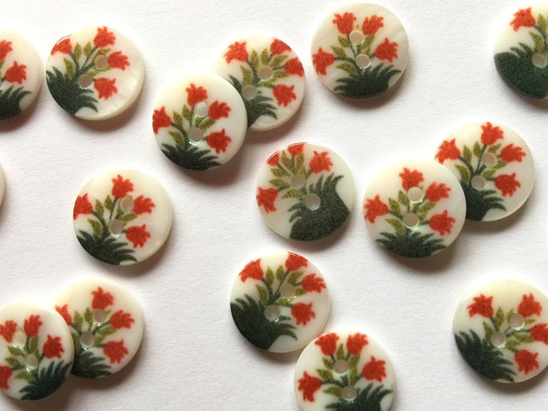 buttons 2756 red flowers (12mm)