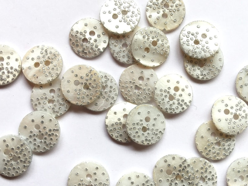 buttons 4062 silver glitter speckles (12mm)