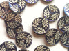 buttons 4227 blue shell with leaves (12mm)