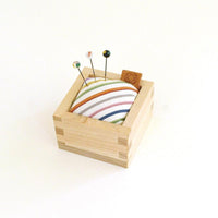 Masu Pincushion with Kokura Textile and Shippo Glass Sewing Pins