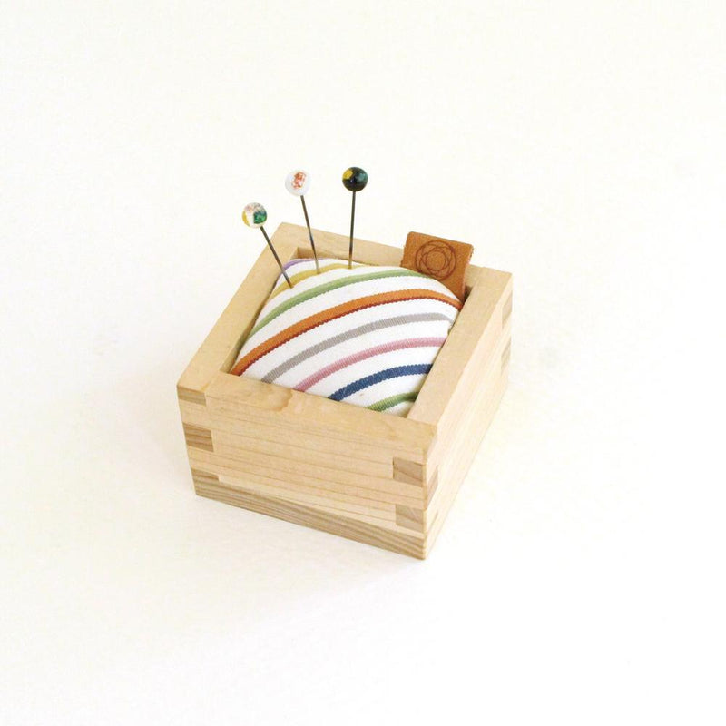 Masu Pincushion with Kokura Textile and Shippo Glass Sewing Pins
