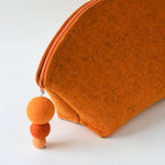 brooklyn haberdashery brigid wool pom pom pouch large / orange