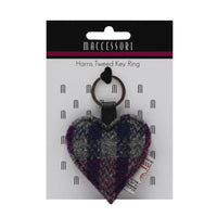 Harris Tweed Heart Pink Keyring
