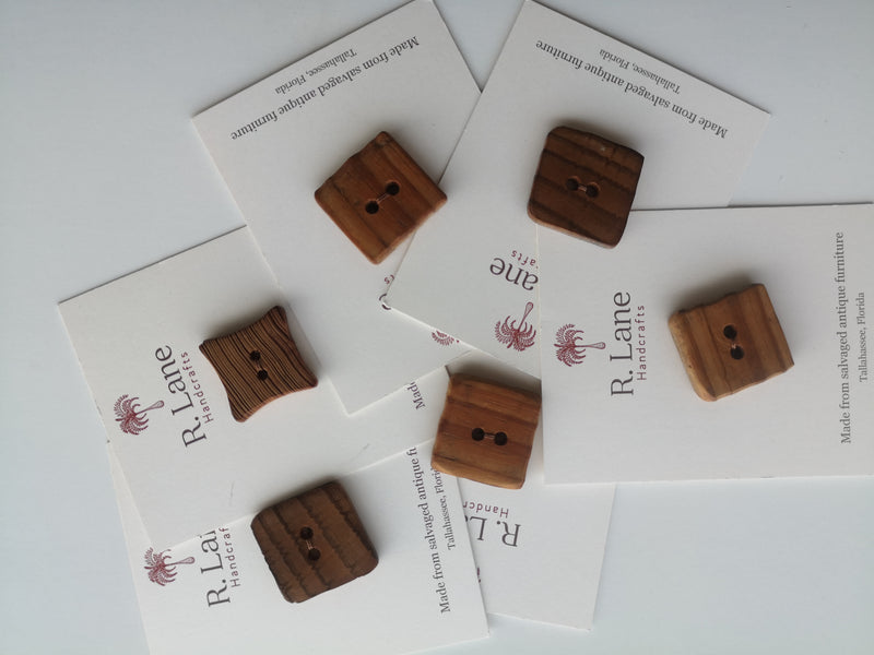 R. Lane Handcrafts Wooden Square Buttons
