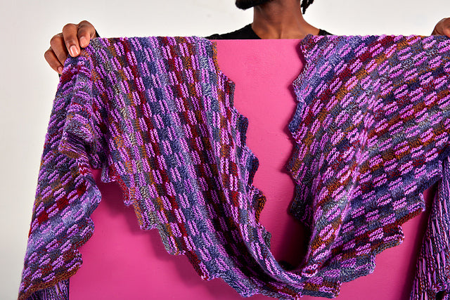 Colourul knitted shawl