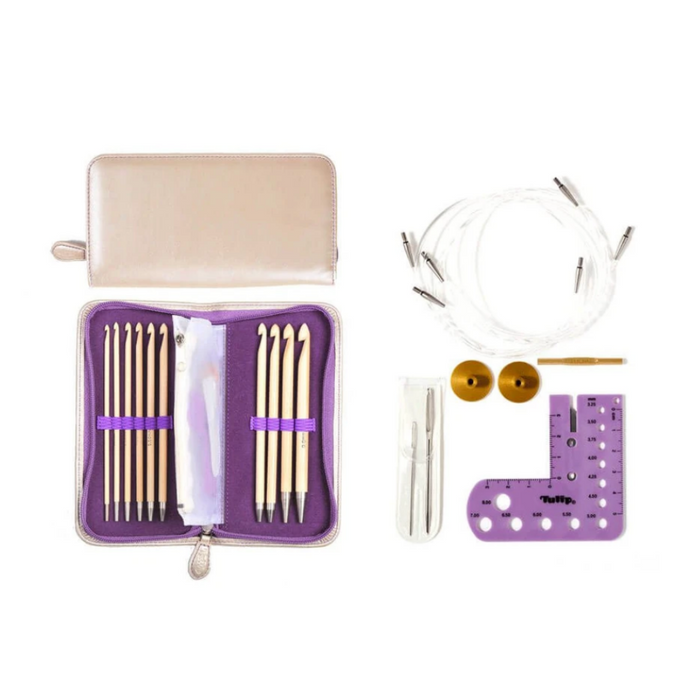 Interchangeable Bamboo Tunisian Hook Set by Tulip