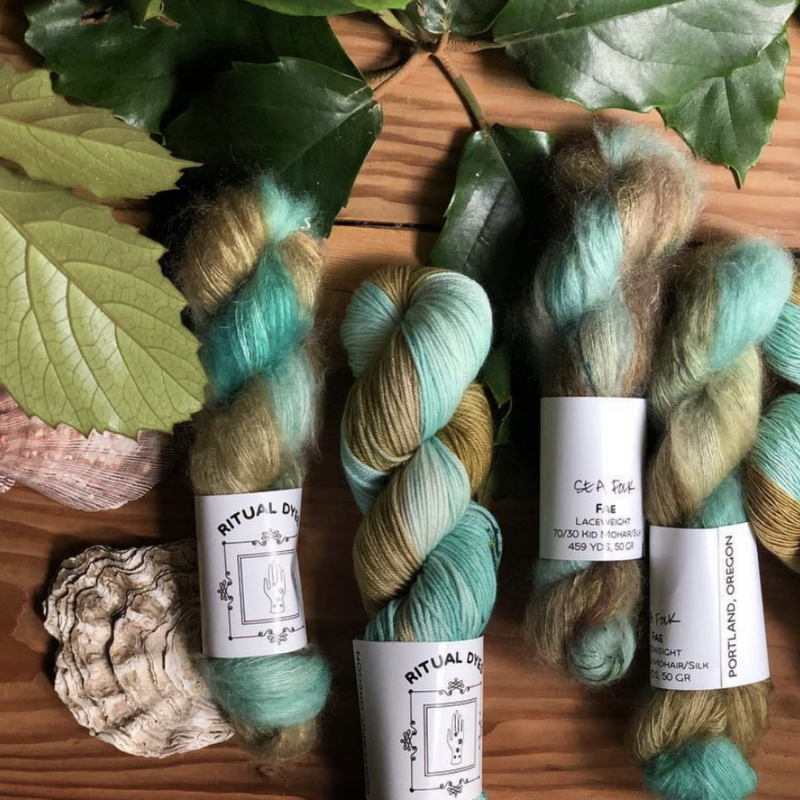 Ritual Dyes Fae Yarn with Superfine Kid Mohair-Silk wool blend