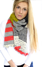 Woman wearing knitted wrap