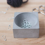 Twig & Horn Concrete Notions Dish holds stitch markers, buttons, tapestry needles